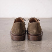 Men's Olive Brown Suede Plain-Toe Derby Shoes — Groves