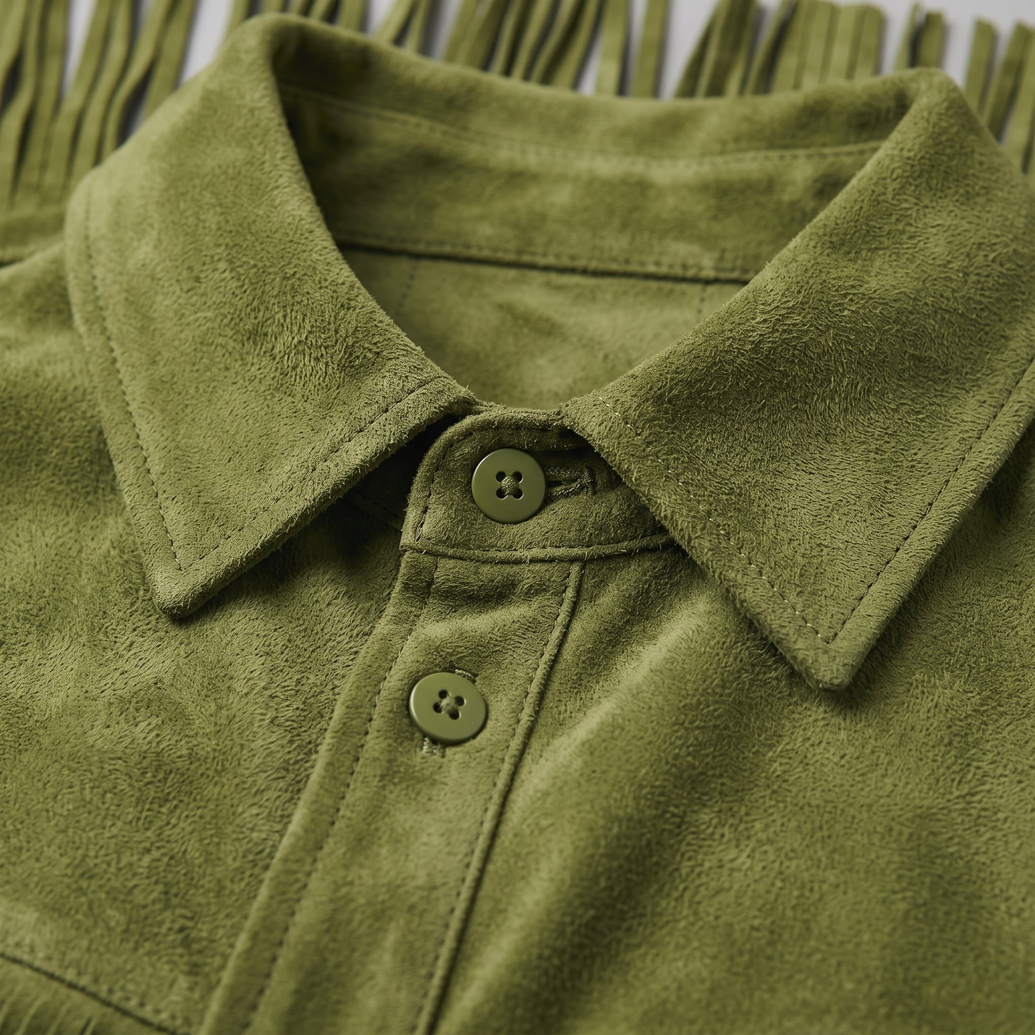 Men's Olive Green Fringe Suede Western Jacket — Carling