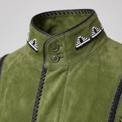 Men's Olive Green Fringed Suede Jacket — Cherrington