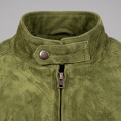 Men's Olive Green Suede Bomber Jacket — Bainton