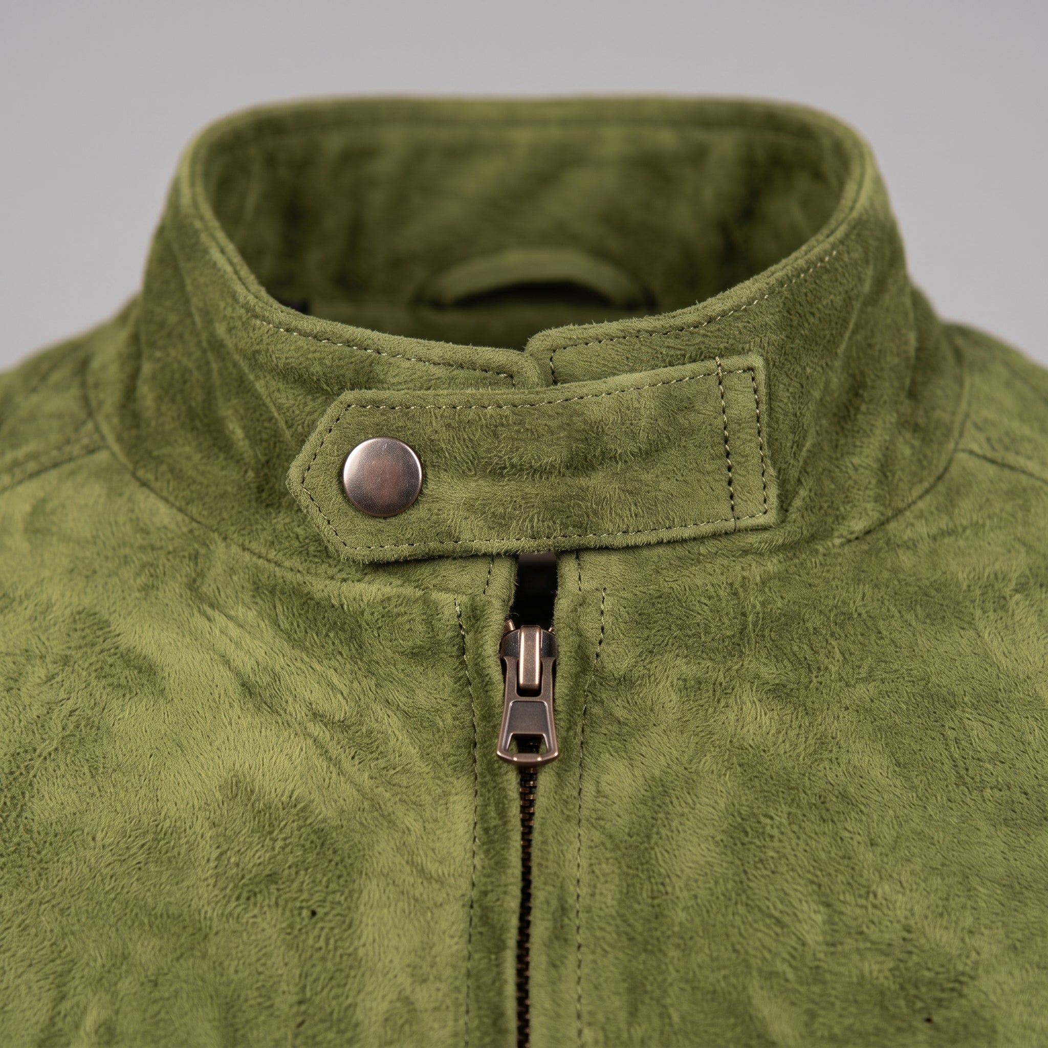 Men's Olive Green Suede Bomber Jacket — Bainton
