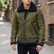 Men's Olive Green Suede Bomber Jacket — Lupton