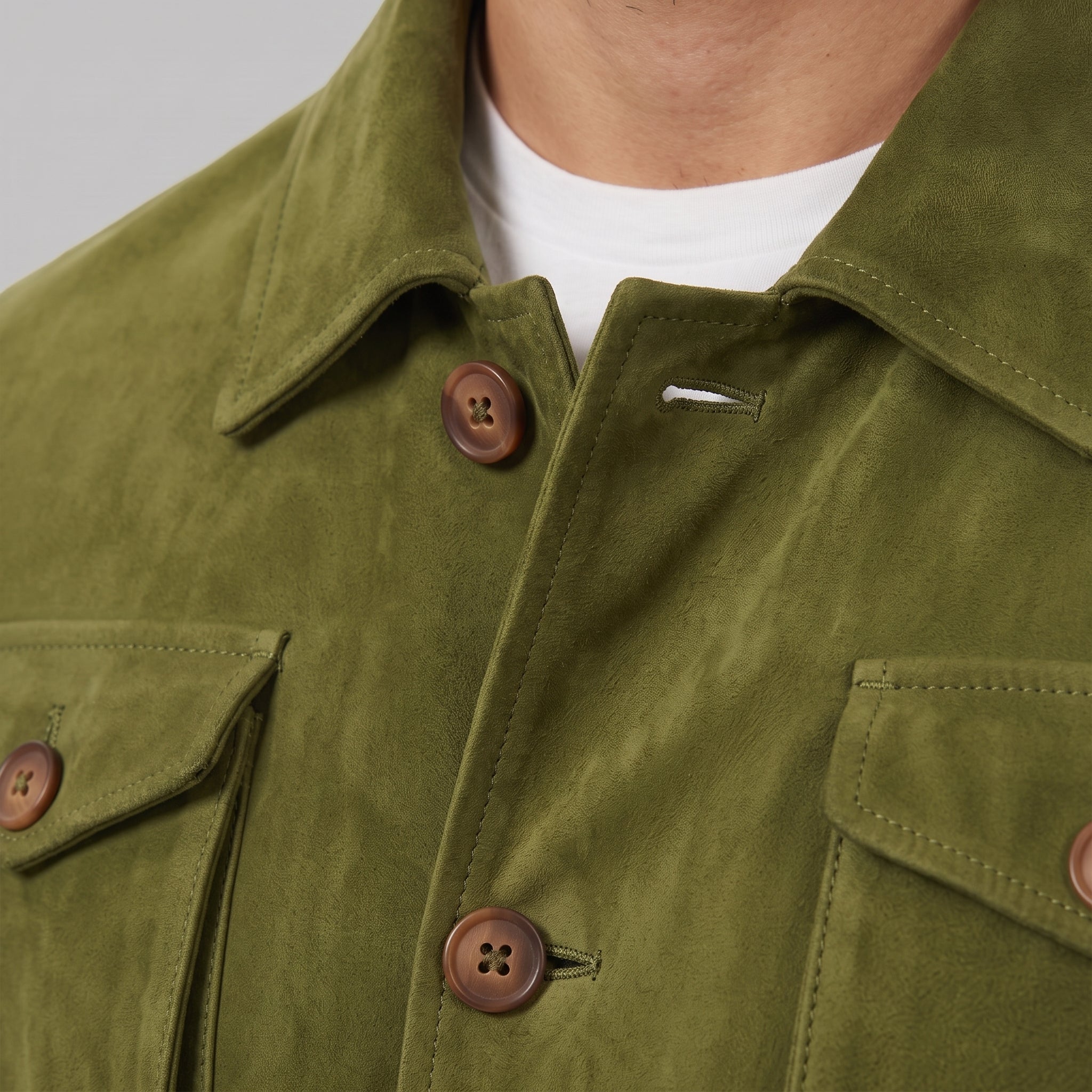 Men's Olive Green Suede Field Jacket — Aylesbury