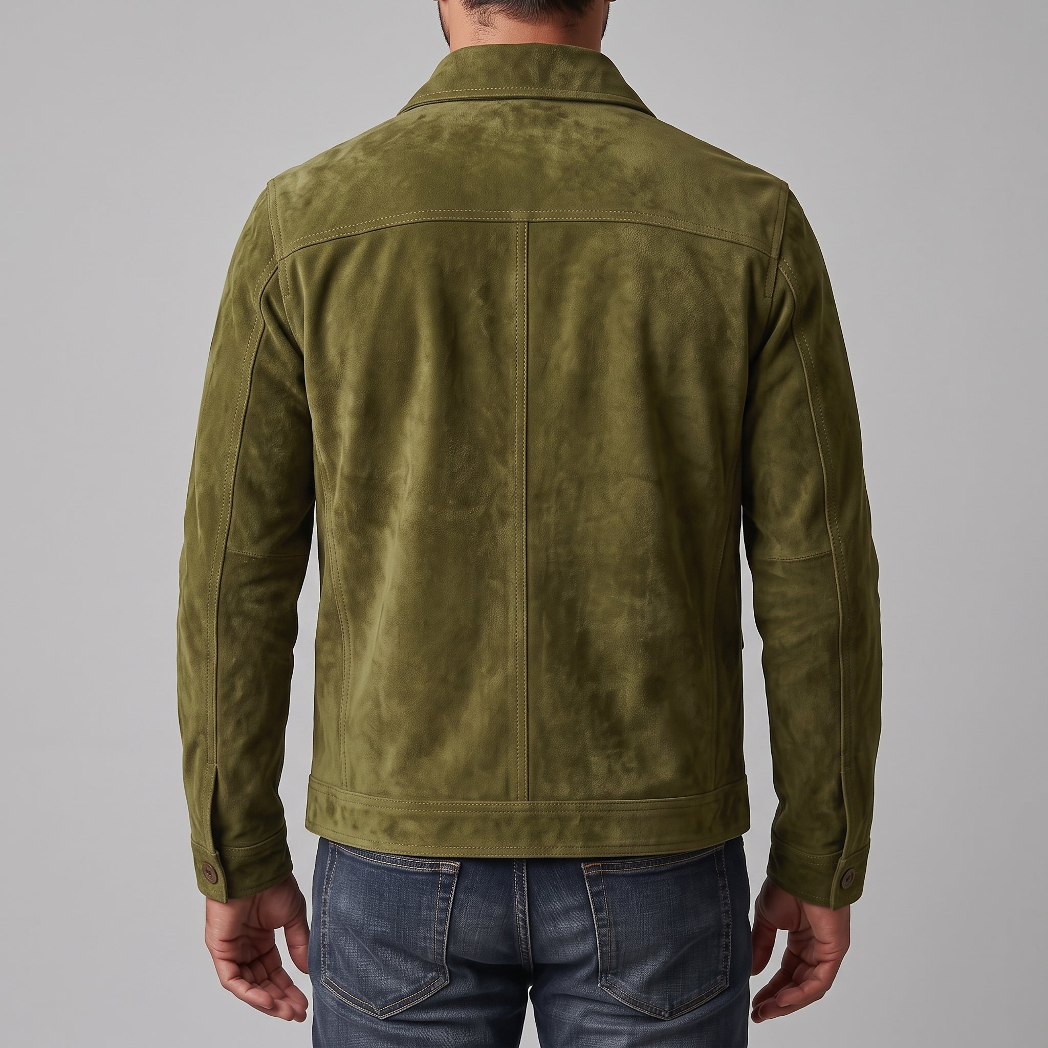 Men's Olive Green Suede Jacket — Culham