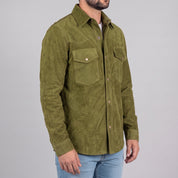 Men's Olive Green Suede Shirt Jacket — Dalyell