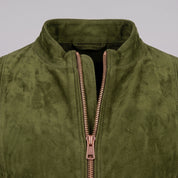 Men's Olive Green Suede Cafe Racer Jacket — Sedgley