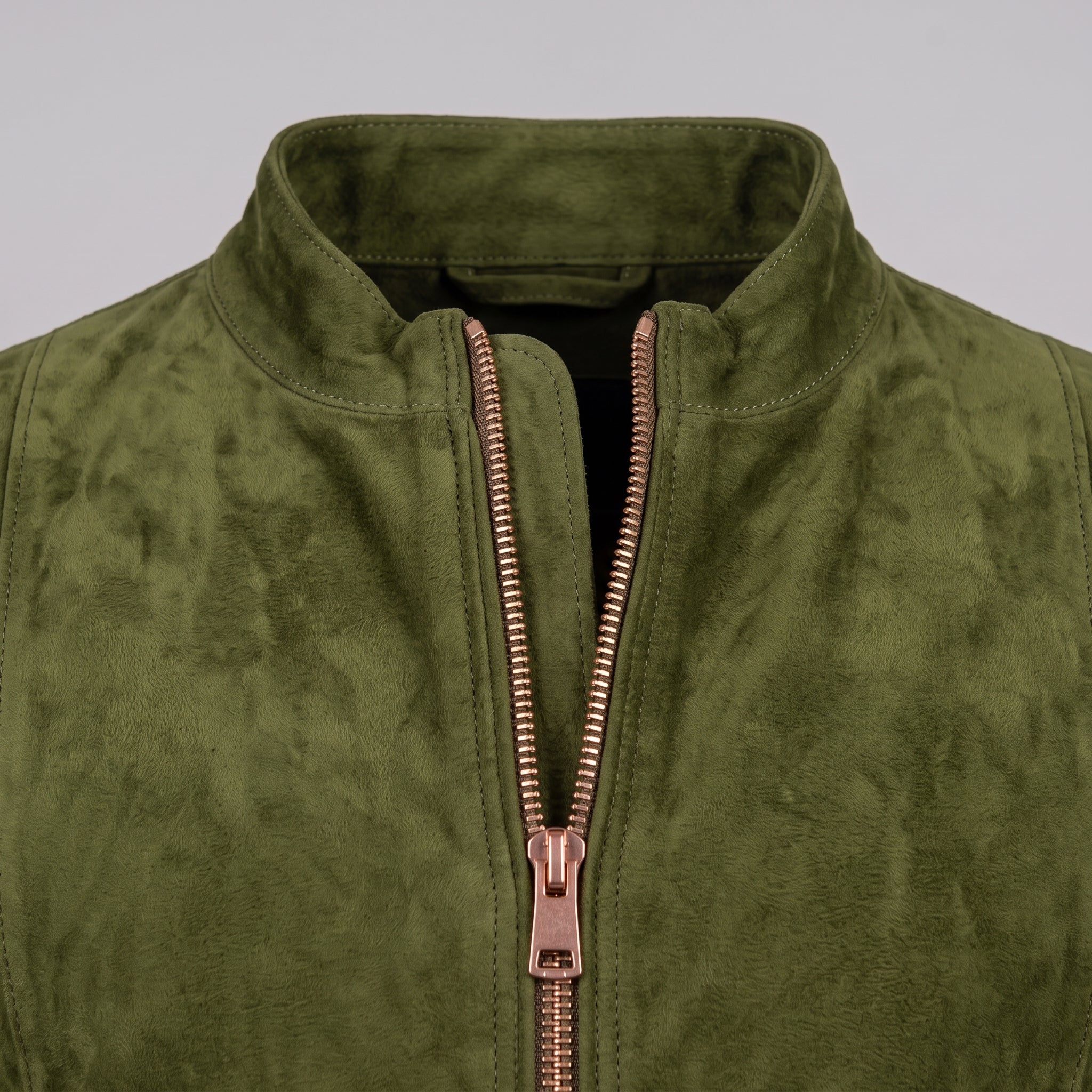 Men's Olive Green Suede Cafe Racer Jacket — Sedgley