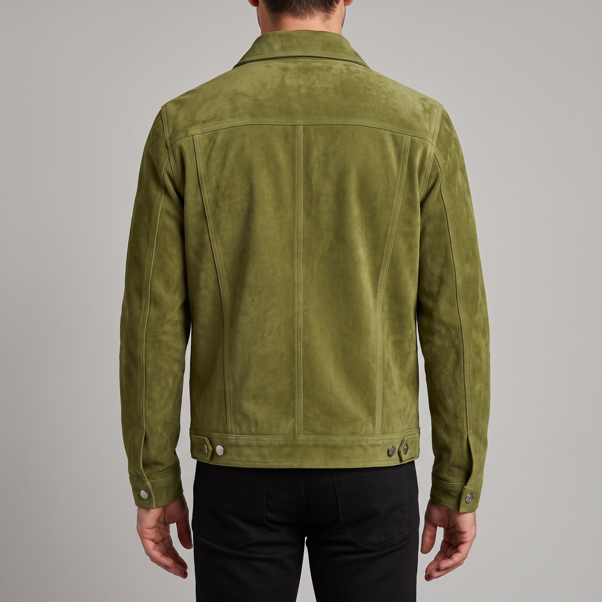 Men's Olive Green Suede Trucker Jacket — Dockley