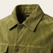 Men's Olive Green Suede Trucker Jacket — Dockley