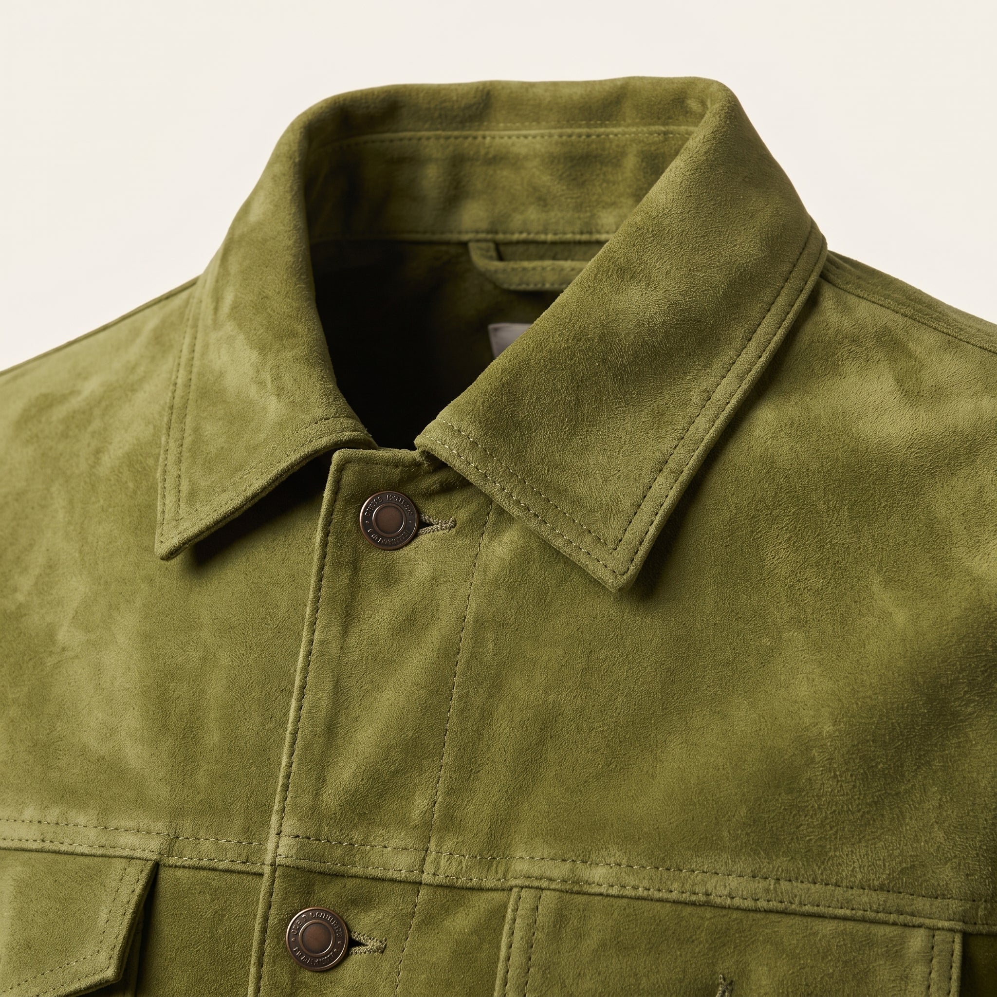 Men's Olive Green Suede Trucker Jacket — Dockley