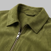 Men's Olive Green Suede Trucker Jacket — Rotherham