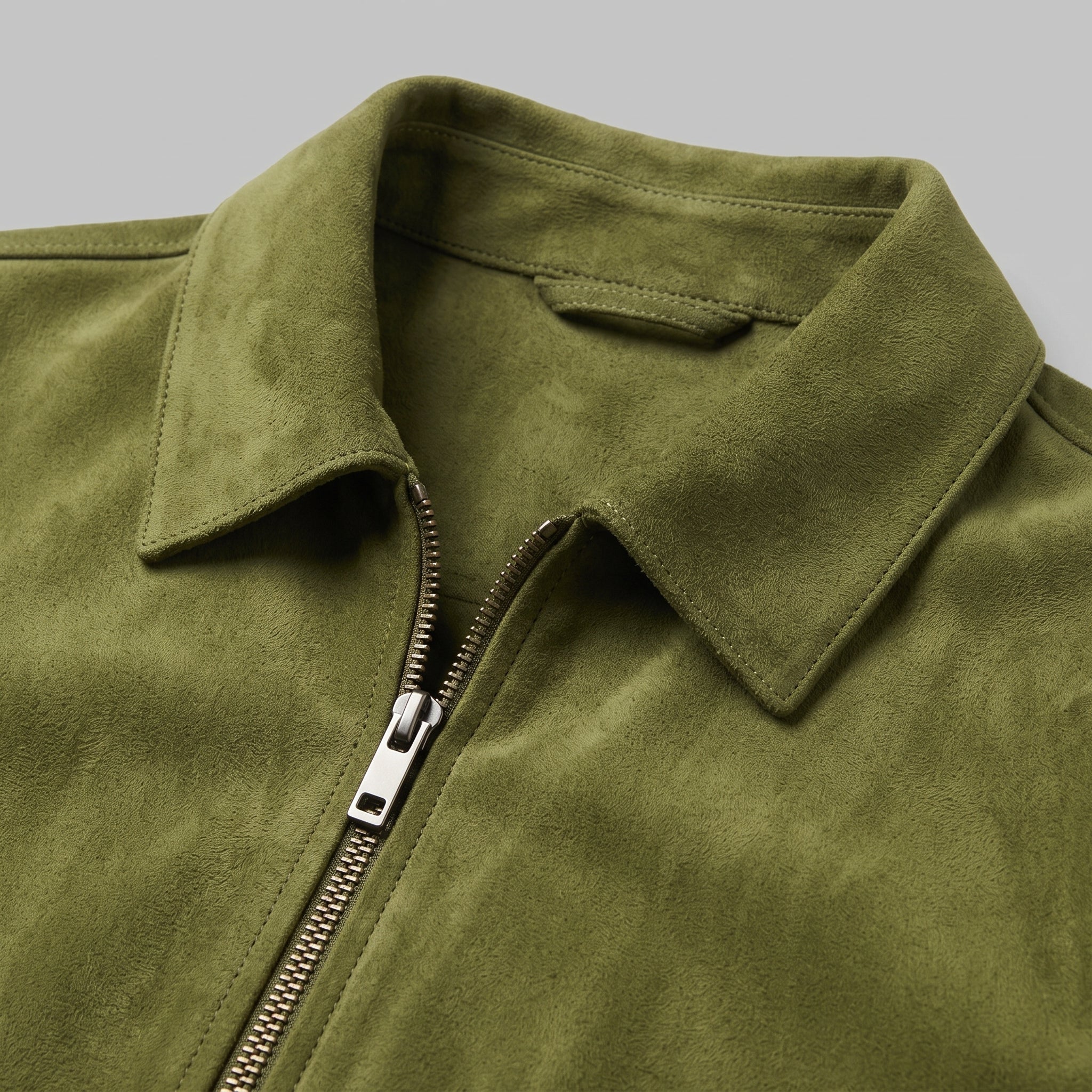 Men's Olive Green Suede Trucker Jacket — Rotherham