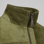 Men's Olive Green Suede Utility Jacket — Allendale