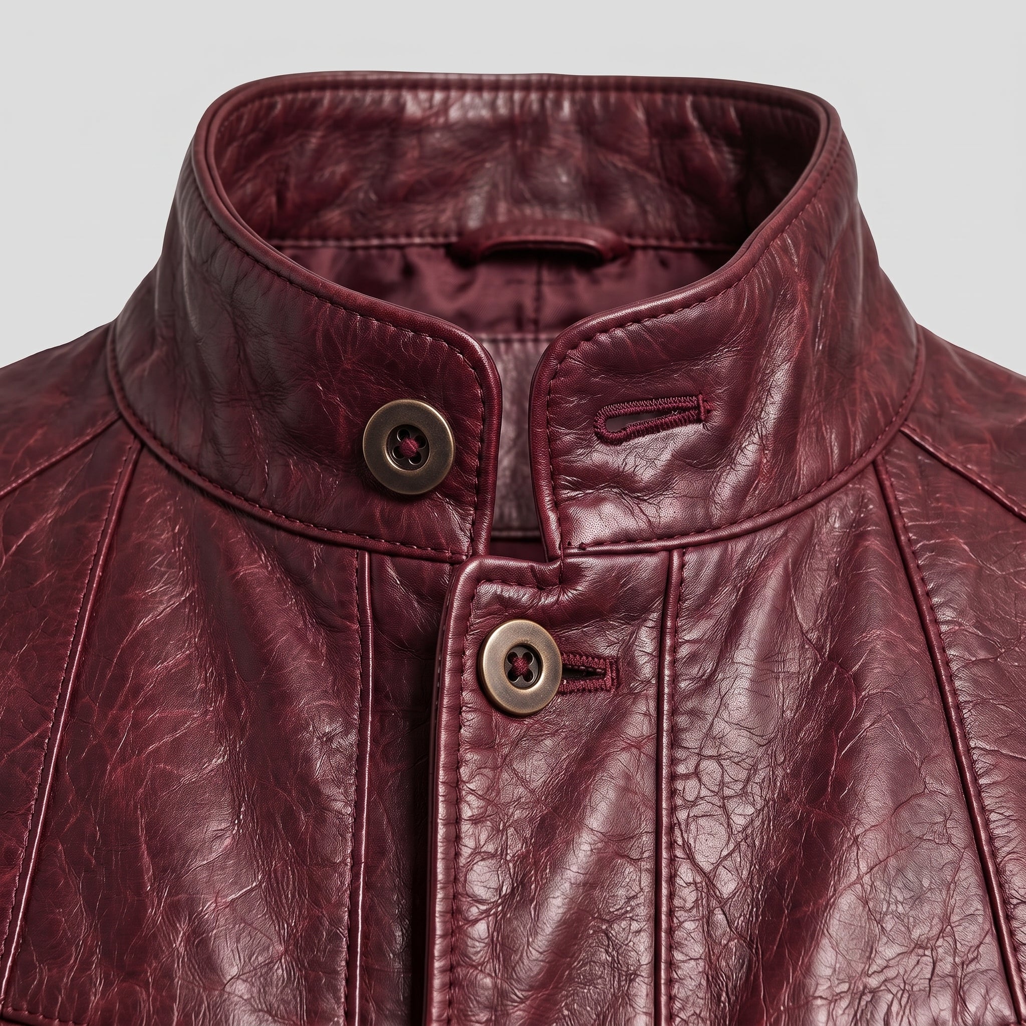 Men's Burgundy Leather Car Coat — Acrebank
