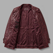 Men's Burgundy Leather Car Coat — Acrebank