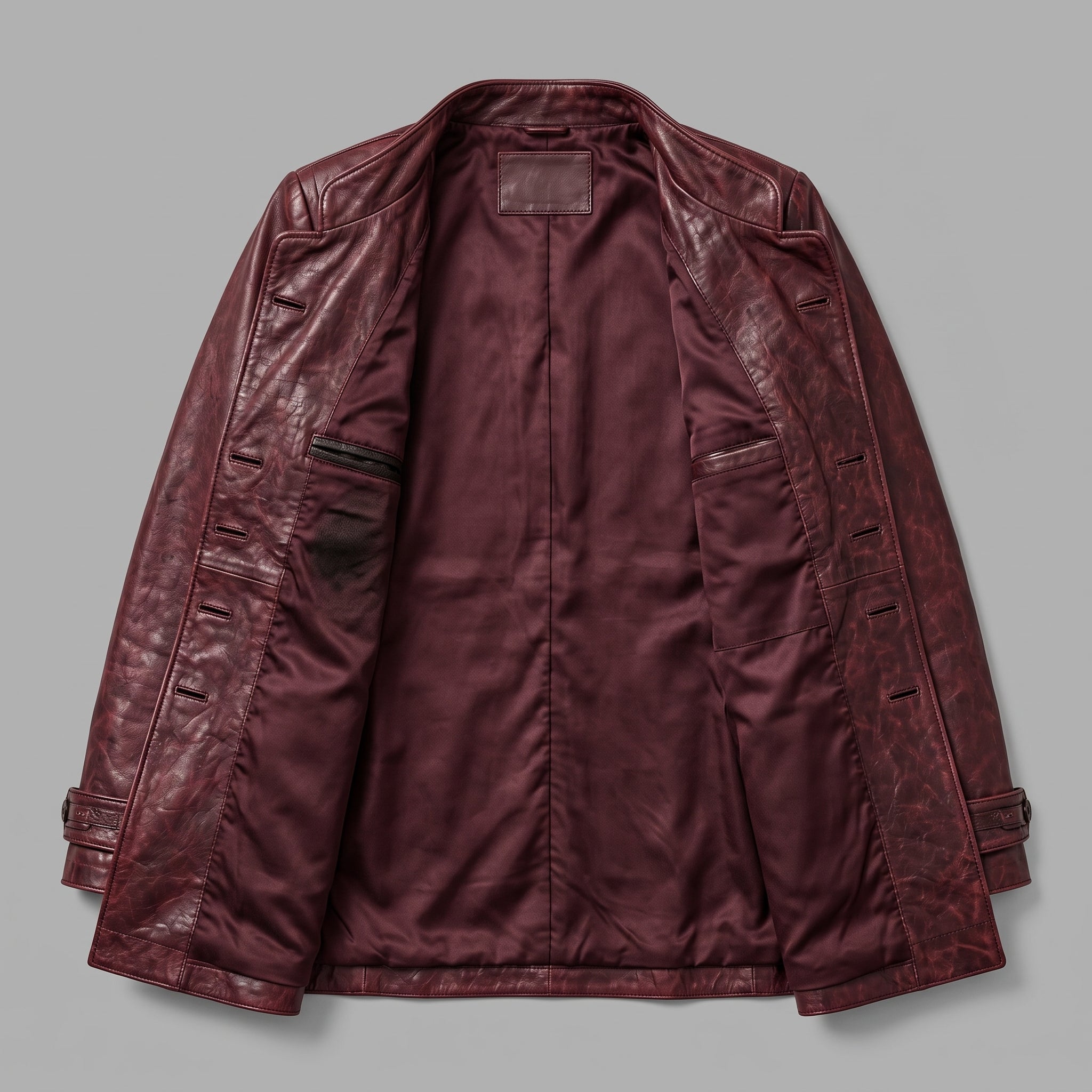 Men's Burgundy Leather Car Coat — Acrebank