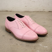 Men's Pink Cap-Toe Pebbled Leather Oxfords — Scarlett