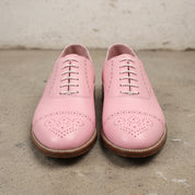 Men's Pink Cap-Toe Pebbled Leather Oxfords — Scarlett