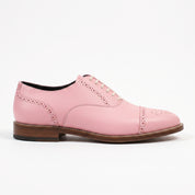 Men's Pink Cap-Toe Pebbled Leather Oxfords — Scarlett