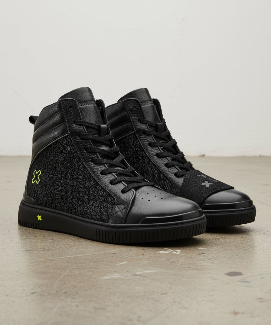 Men's Premium Full-Grain Leather Biker Boots - Moto Biking Boot - angle-view-showing-depth