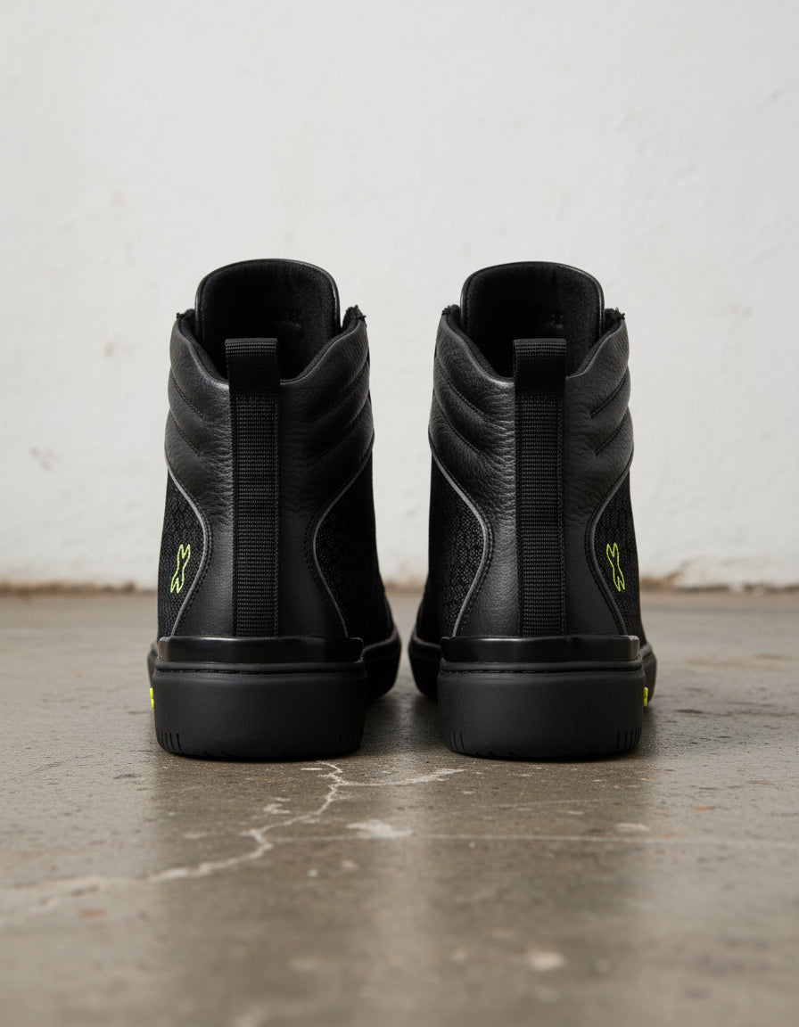 Men's Premium Full-Grain Leather Biker Boots - Moto Biking Boot - back-view