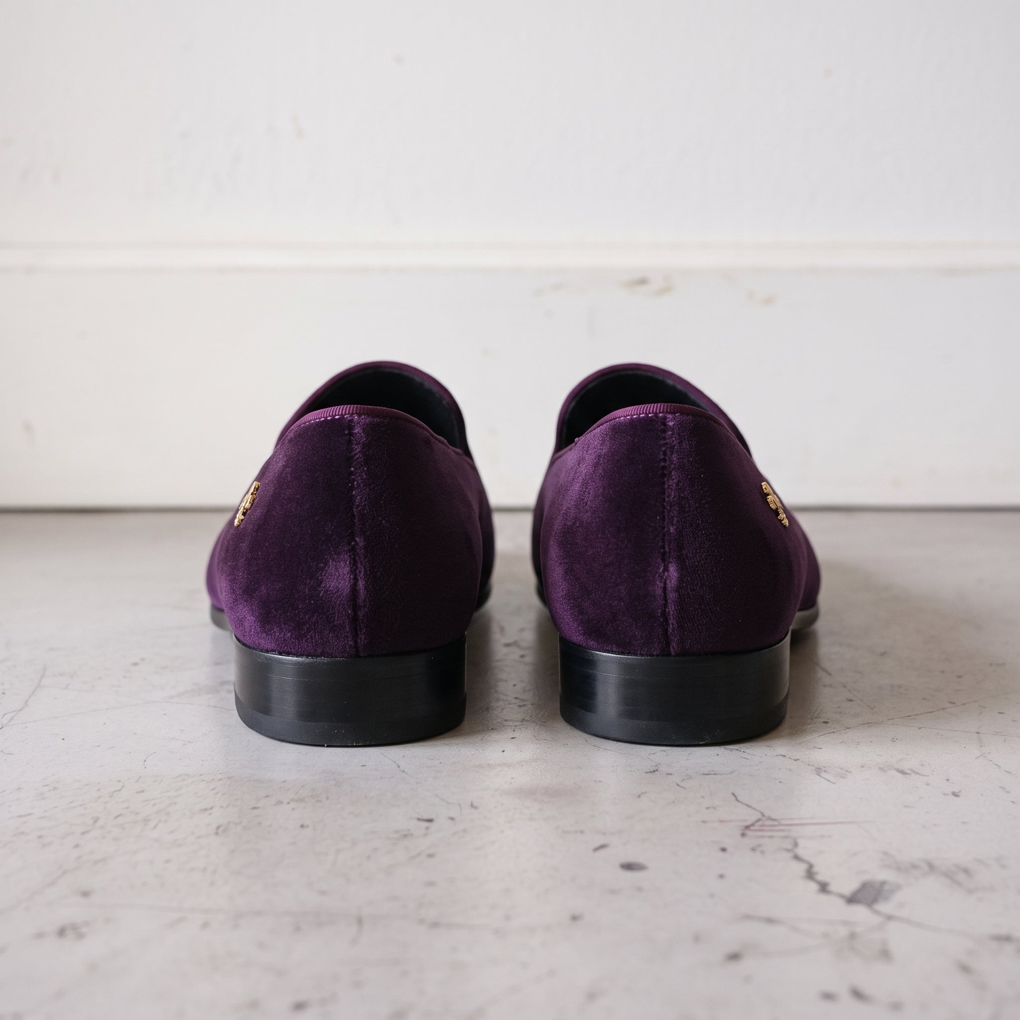 Men's Purple Embroidered Velvet Loafers — Coolidge