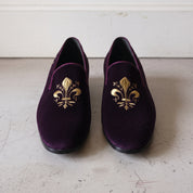 Men's Purple Embroidered Velvet Loafers — Coolidge