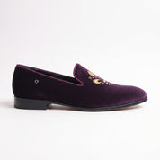 Men's Purple Embroidered Velvet Loafers — Coolidge