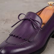 Men's Purple Fringe Apron-Toe Leather Loafers — Braydon