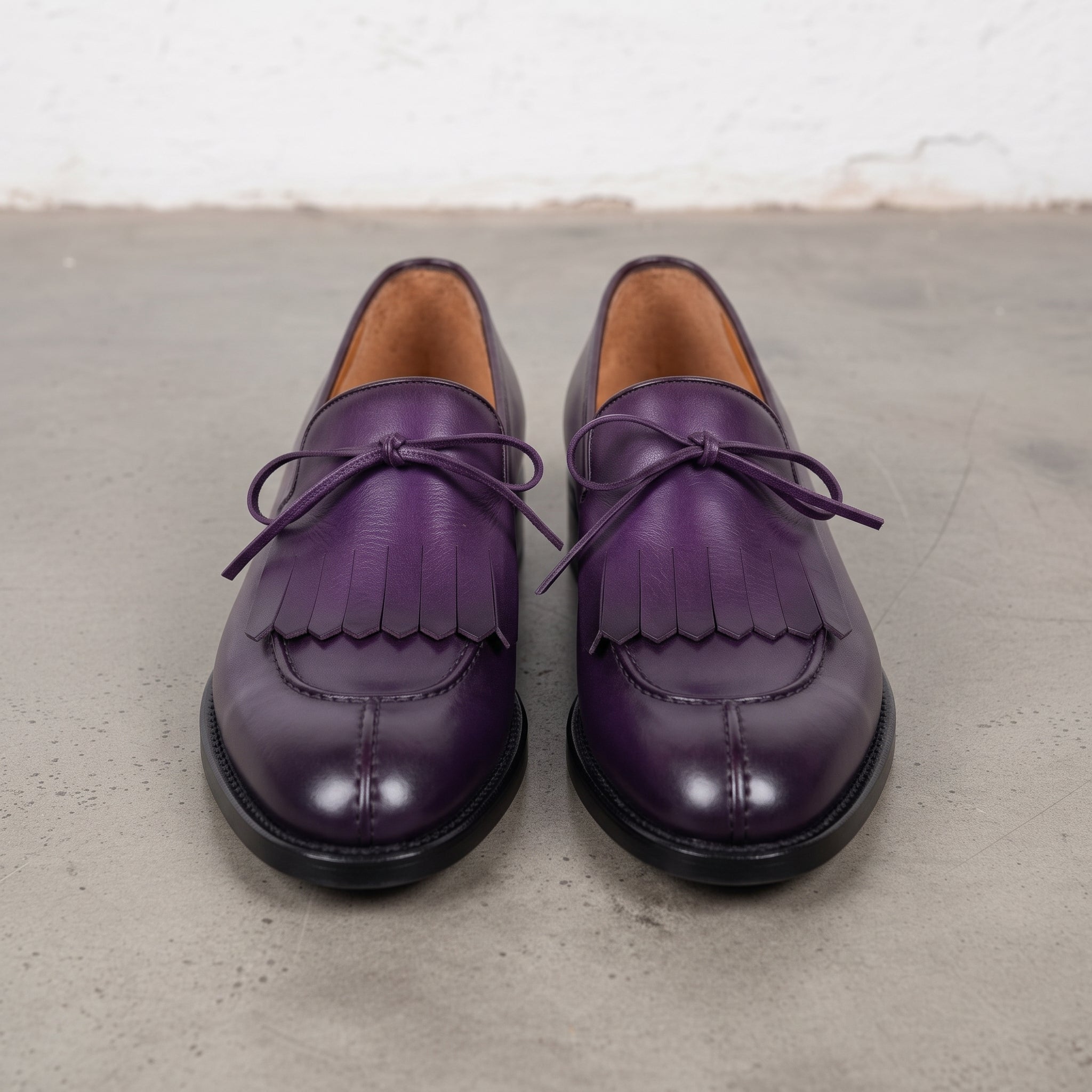 Men's Purple Fringe Apron-Toe Leather Loafers — Braydon