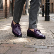 Men's Purple Fringe Apron-Toe Leather Loafers — Braydon