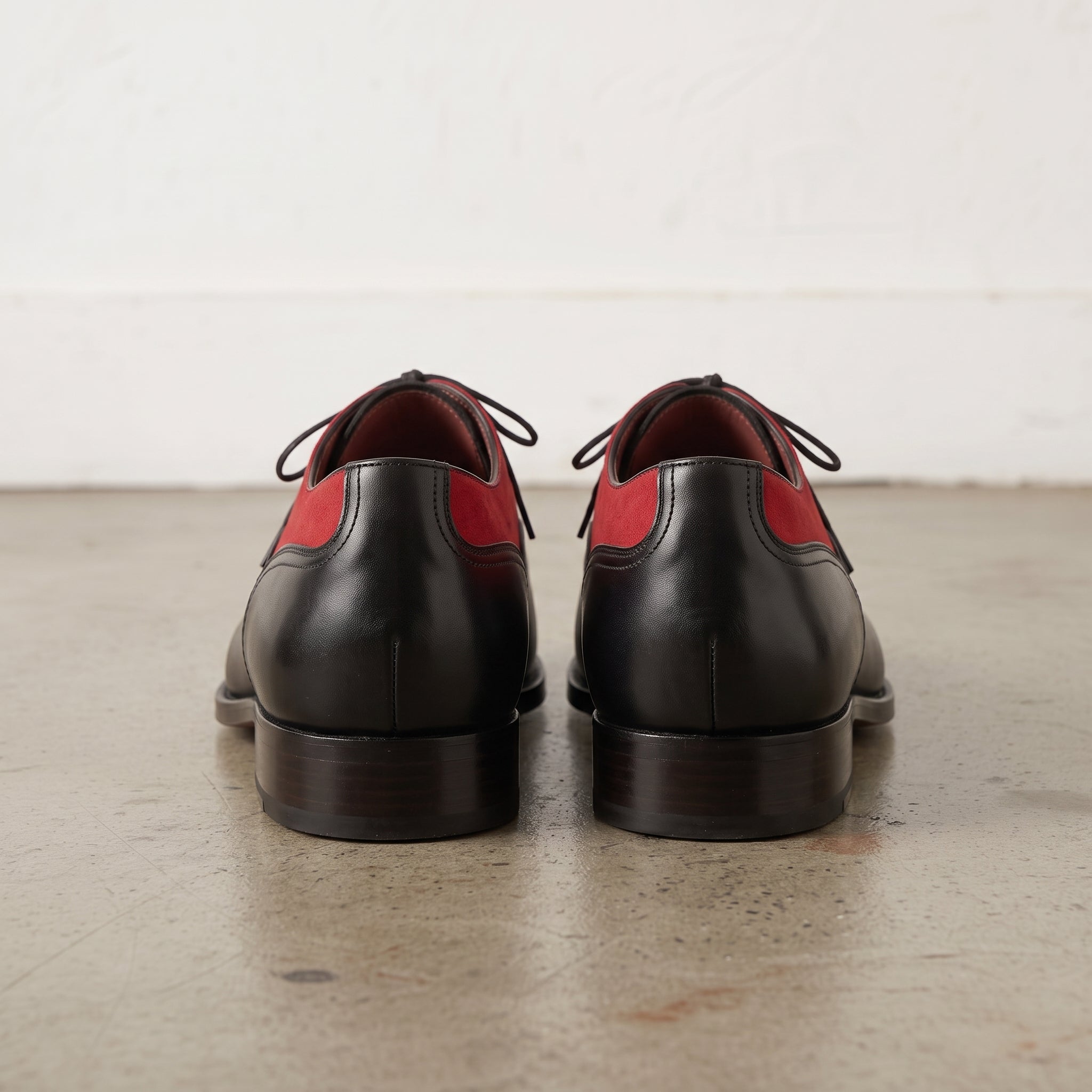 Men's Red and Black Two-Tone Cap-Toe Leather Oxfords — Clements