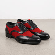 Men's Red and Black Two-Tone Wingtip Leather Spectator Oxfords — Anstruther