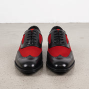 Men's Red and Black Two-Tone Wingtip Leather Spectator Oxfords — Anstruther