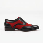 Men's Red and Black Two-Tone Wingtip Leather Spectator Oxfords — Anstruther