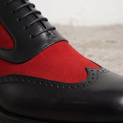 Men's Red and Black Two-Tone Wingtip Leather Spectator Oxfords — Anstruther
