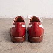 Men's Red and White Wingtip Leather Full Brogue Derby Shoes — Acworth