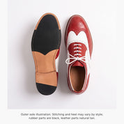 Men's Red and White Wingtip Leather Full Brogue Derby Shoes — Acworth
