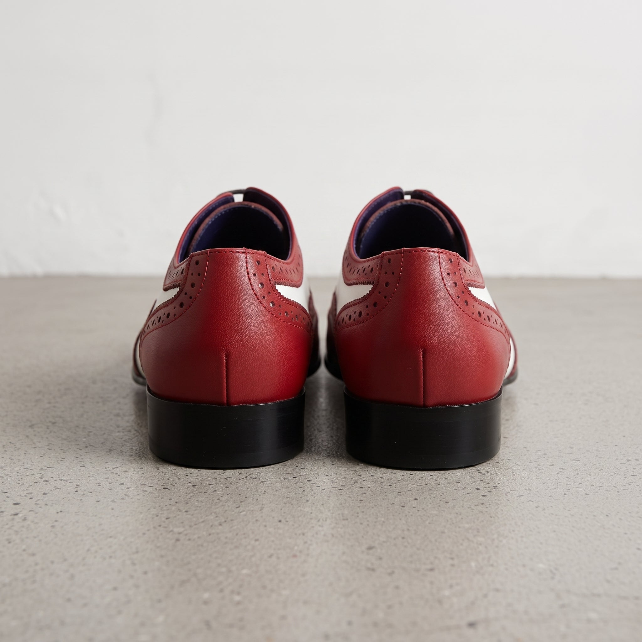 Men's Red and White Wingtip Leather Spectator Oxfords — Holland
