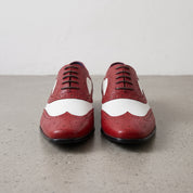Men's Red and White Wingtip Leather Spectator Oxfords — Holland