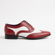 Men's Red and White Wingtip Leather Spectator Oxfords — Holland