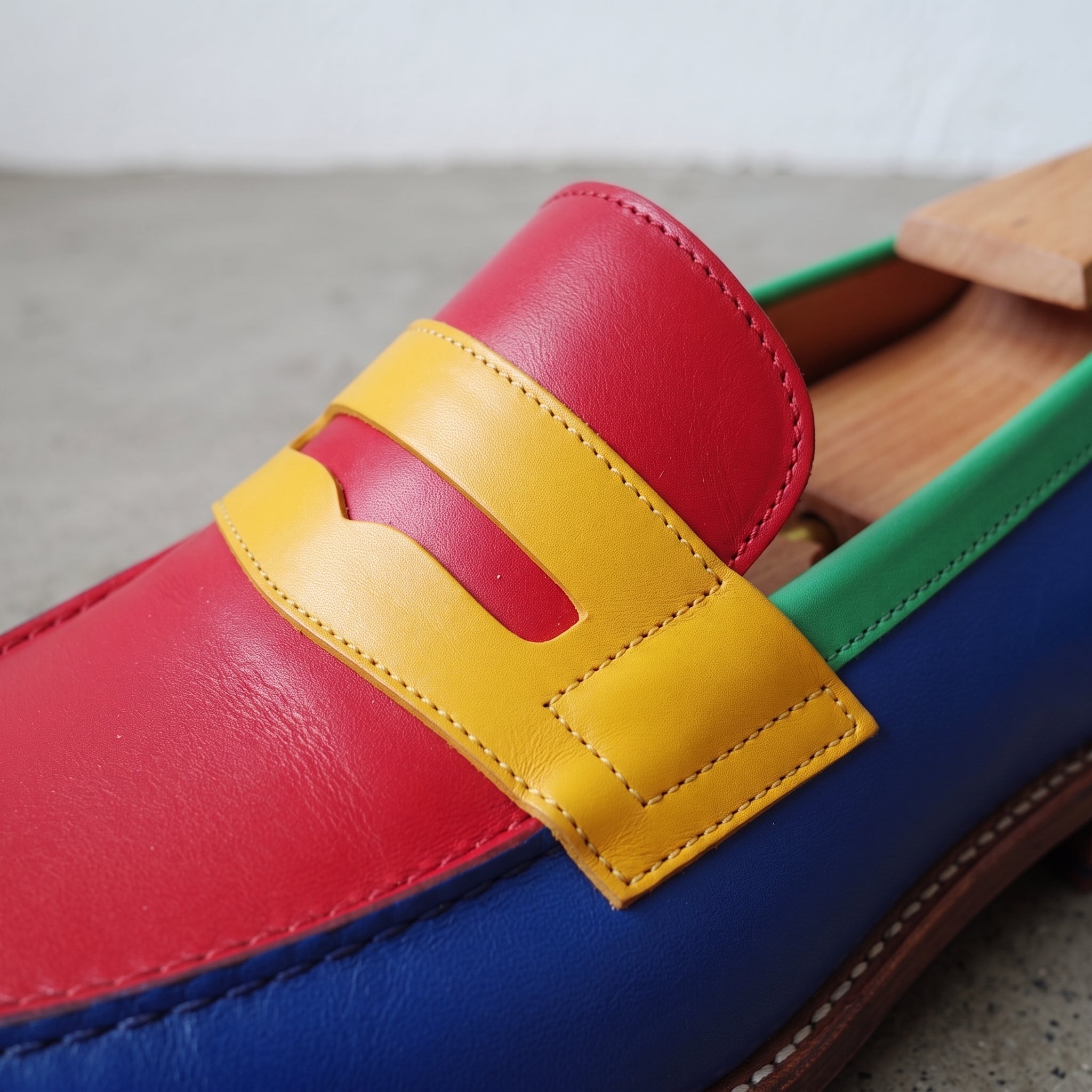 Men's Red Blue Yellow Green Leather Penny Loafers — Cabot
