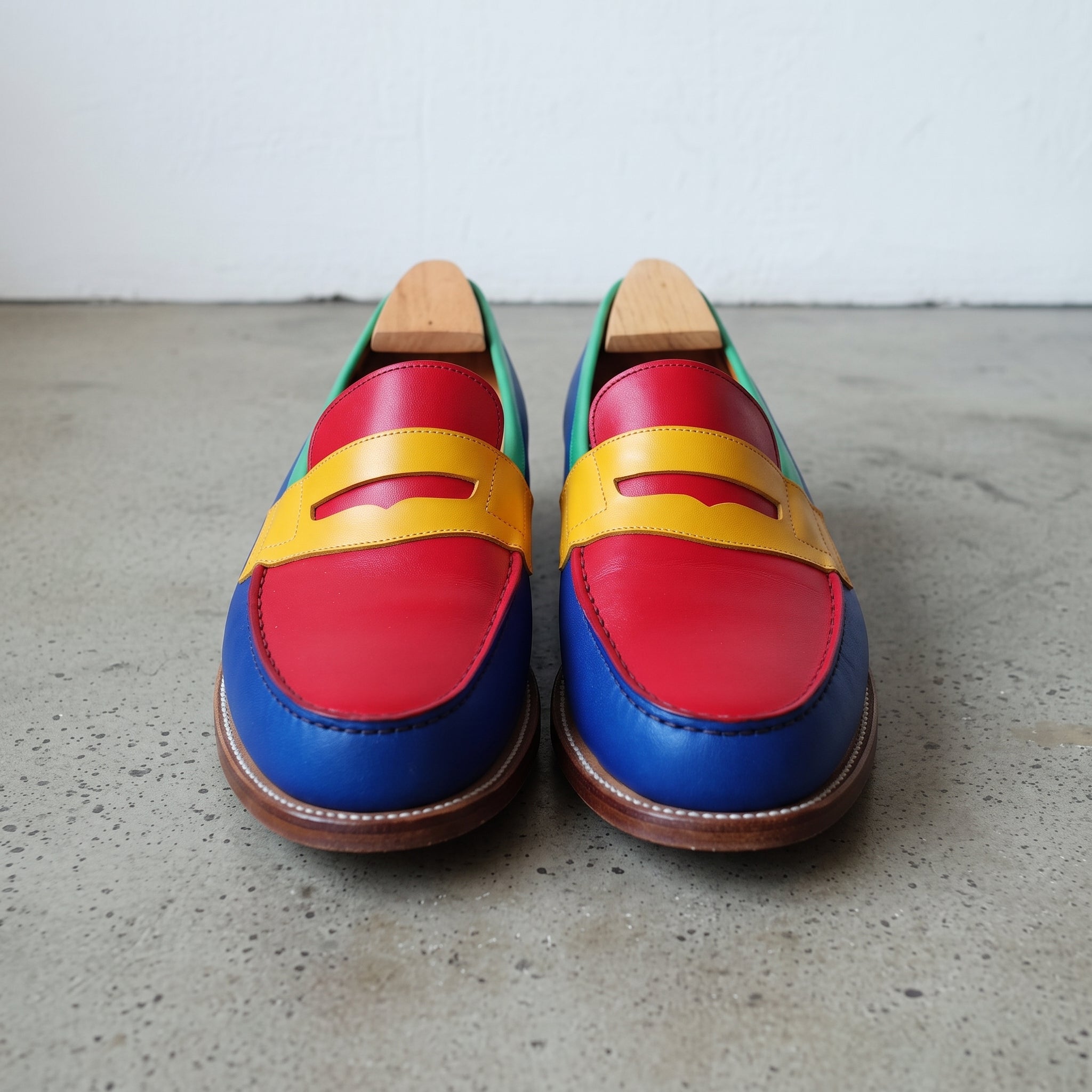 Men's Red Blue Yellow Green Leather Penny Loafers — Cabot