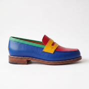 Men's Red Blue Yellow Green Leather Penny Loafers — Cabot