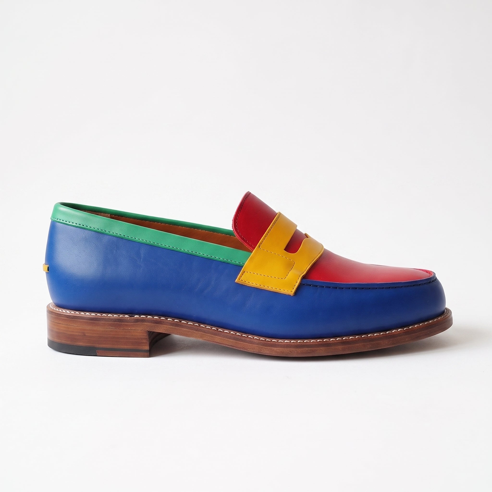 Men's Red Blue Yellow Green Leather Penny Loafers — Cabot