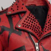 Men's Red Leather Biker Jacket — Norwich