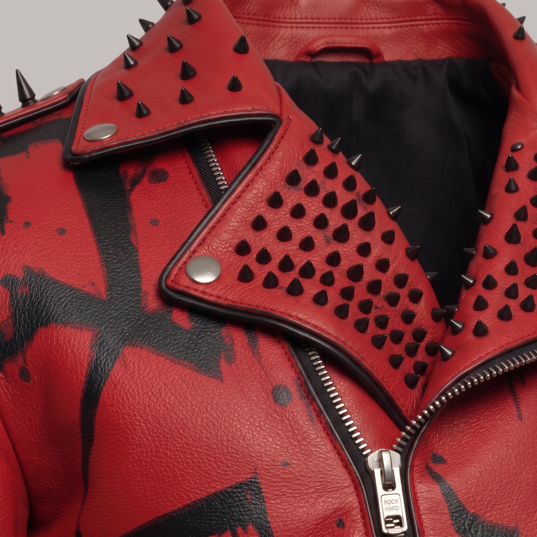 Men's Red Leather Biker Jacket — Norwich