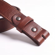 Men's Brown Contrast Stitch Leather Belt Strap — Brentwood