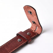 Men's Brown Contrast Stitch Leather Belt Strap — Brentwood