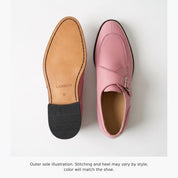 Men's Rose Pink Apron-Toe Leather Monk Strap Shoes — Beynon